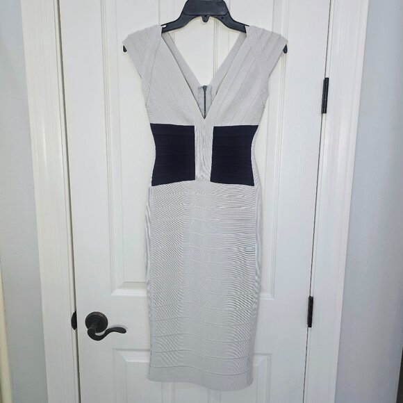 Authentic HERVE LEGER Color Block Bandage Bodycon Dress - Size Small - Picture 3 of 7